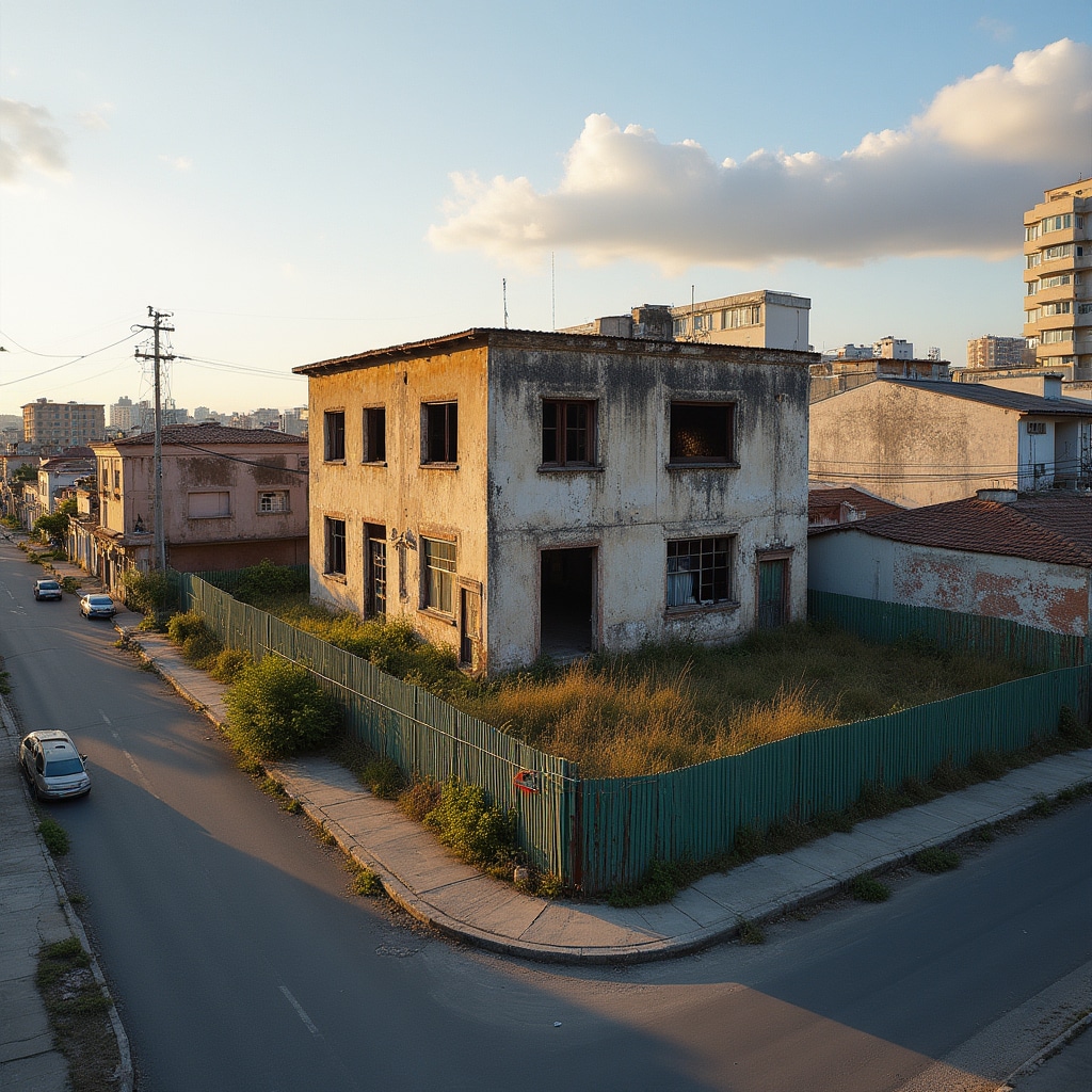 Vacant urban property with potential for residential redevelopment in changing Chilean neighborhood